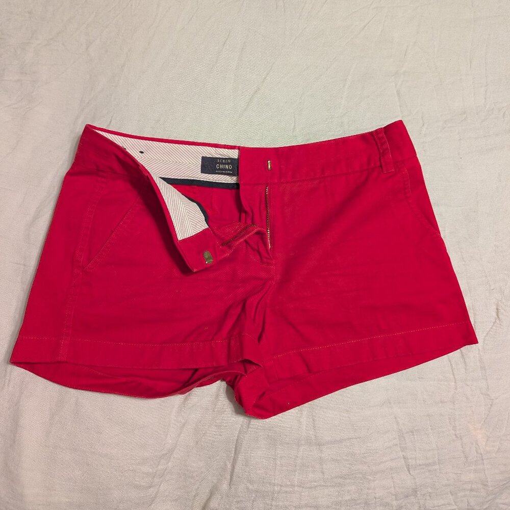 J. Crew Red Chino Shorts Size 4 Flat Front